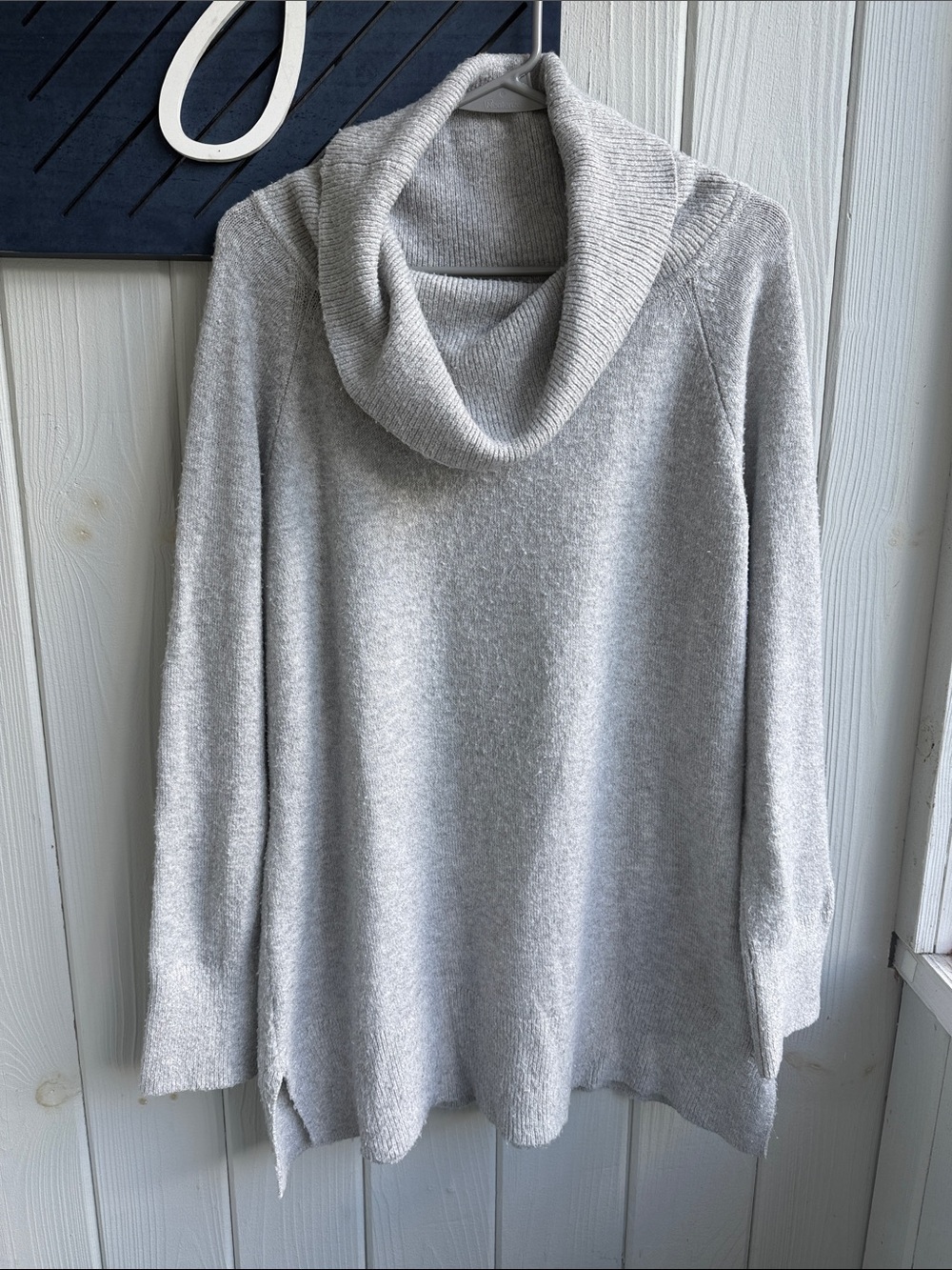 Ann Taylor Factory Gray Cowl Neck Tunic Sweater